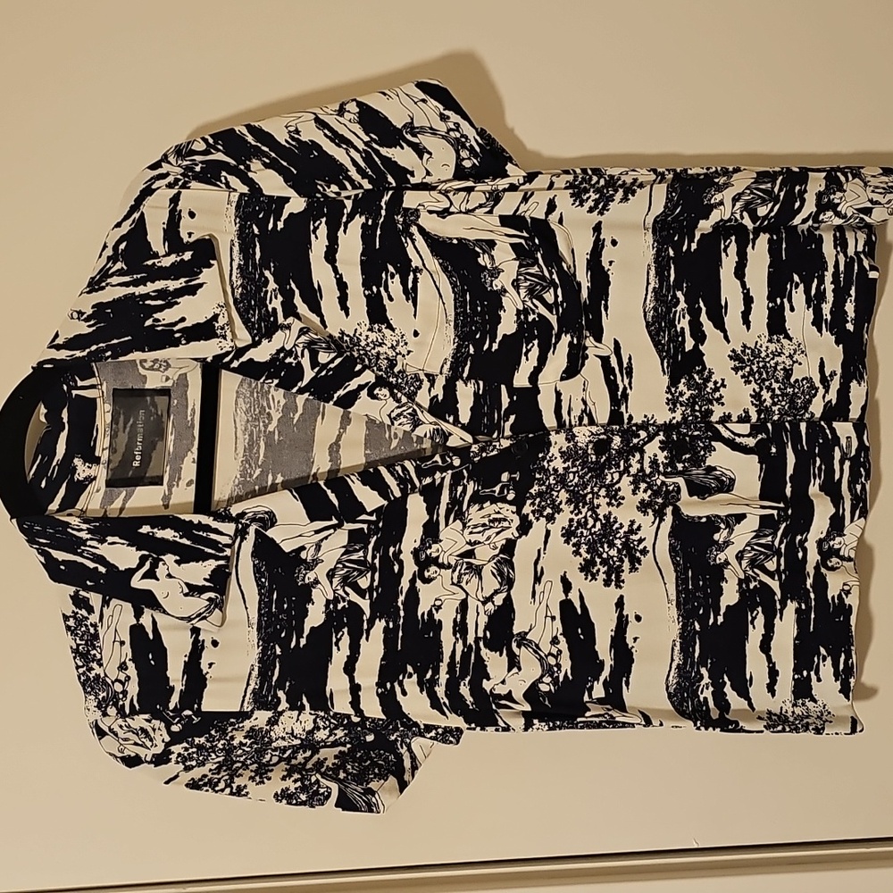 Reformation Cuba Button Down Shirt In Naked Lunch Print - Picture 3 of 6